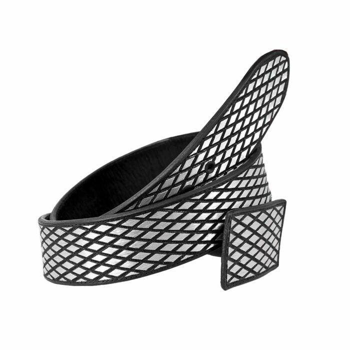 9000451-3.jpg Cinturon Hombre En Hilo De Plata Mabo Rombos 2" - Imagen 4