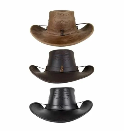 Sombrero Hombre En Piel Autentica Canyon Barbiquejo - Cafe, XL