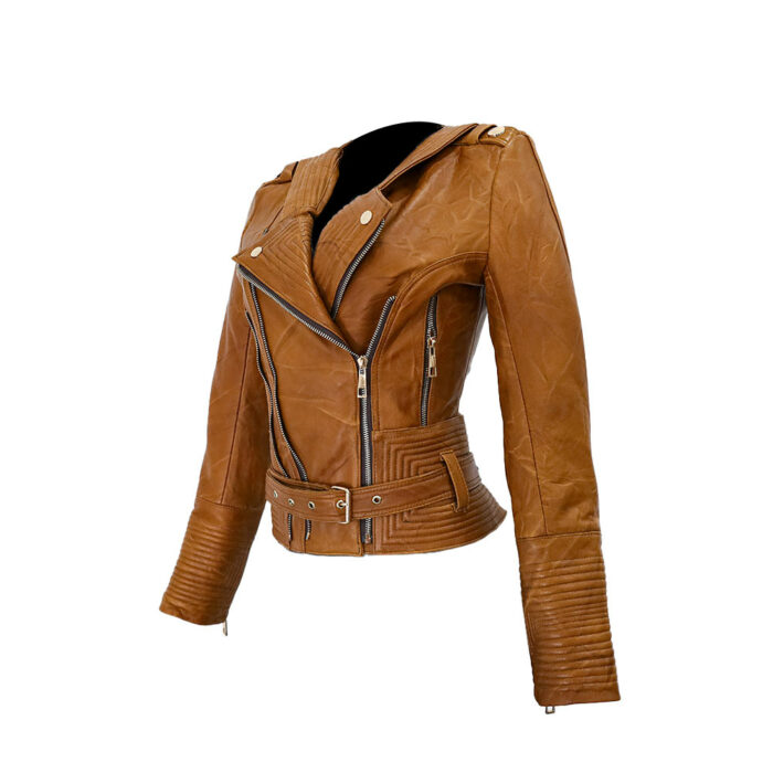 Chamarra Mujer En Piel De Borrego Mabo Imperia Corrugada - Imagen 2