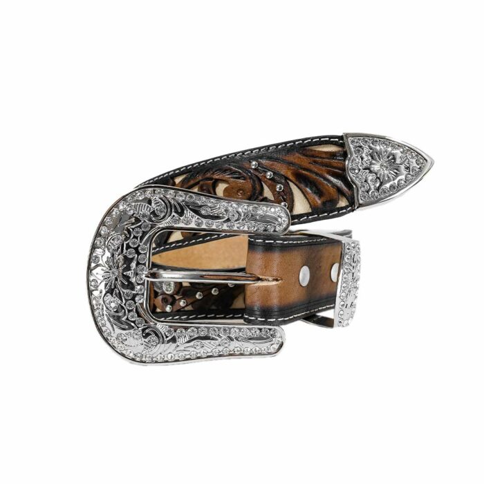 Cinturon Mujer En Piel Autentica Mabo Western Anto 52 Flor - Imagen 2