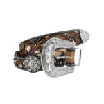 Cinturon Mujer En Piel Autentica Mabo Western Anto 52 Flor