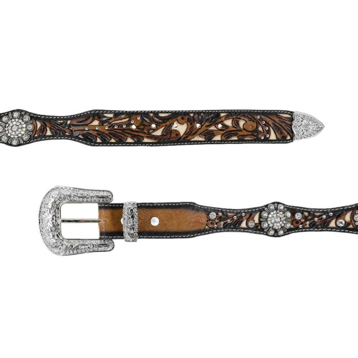 Cinturon Mujer En Piel Autentica Mabo Western Anto 52 Flor - Imagen 3