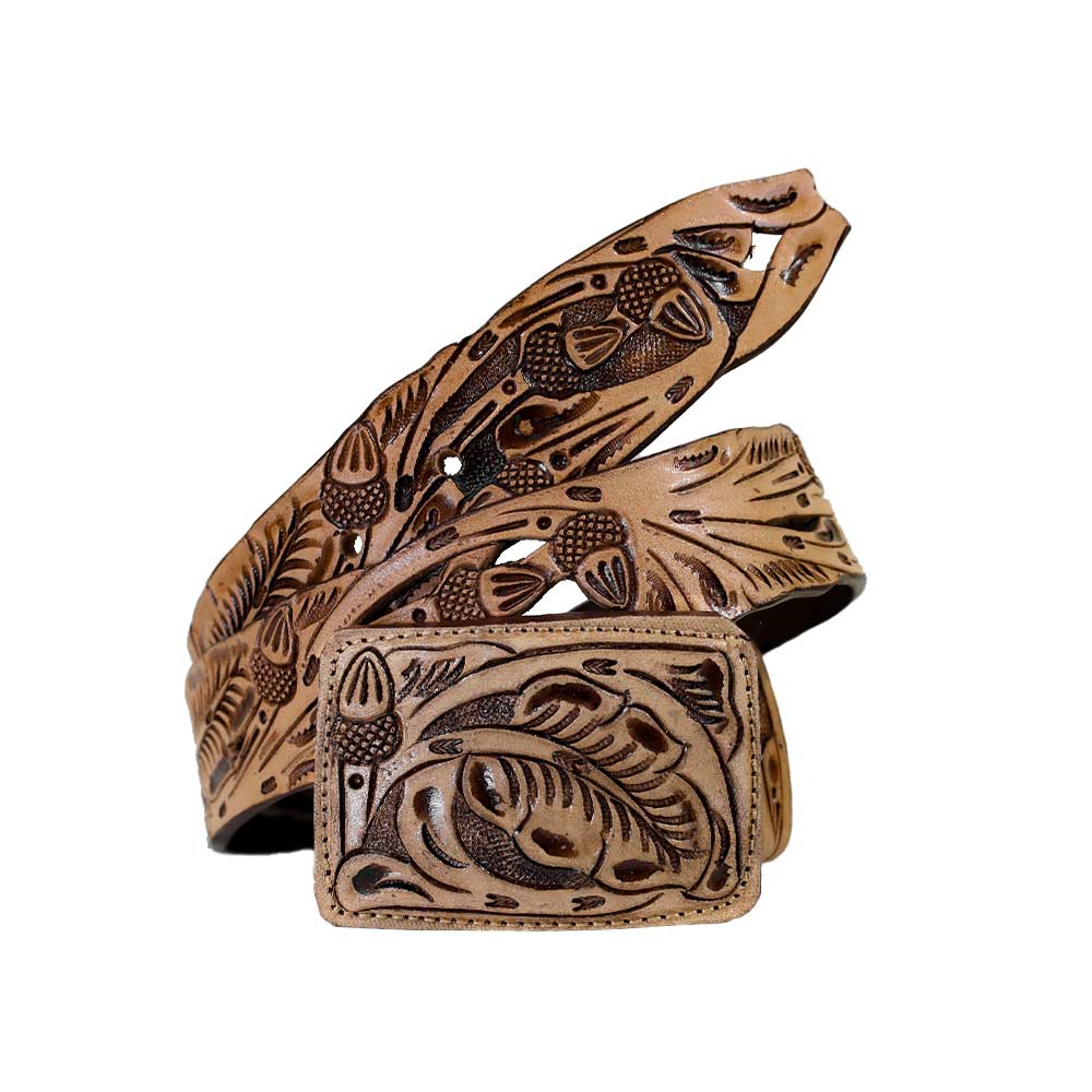 9001033-1-1.jpg Cinto Hombre Western Bellotas Cincelado - Imagen 1