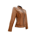 Chamarra Mujer Premium En Piel Autentica Mabo Belia Corrugado - Imagen 5