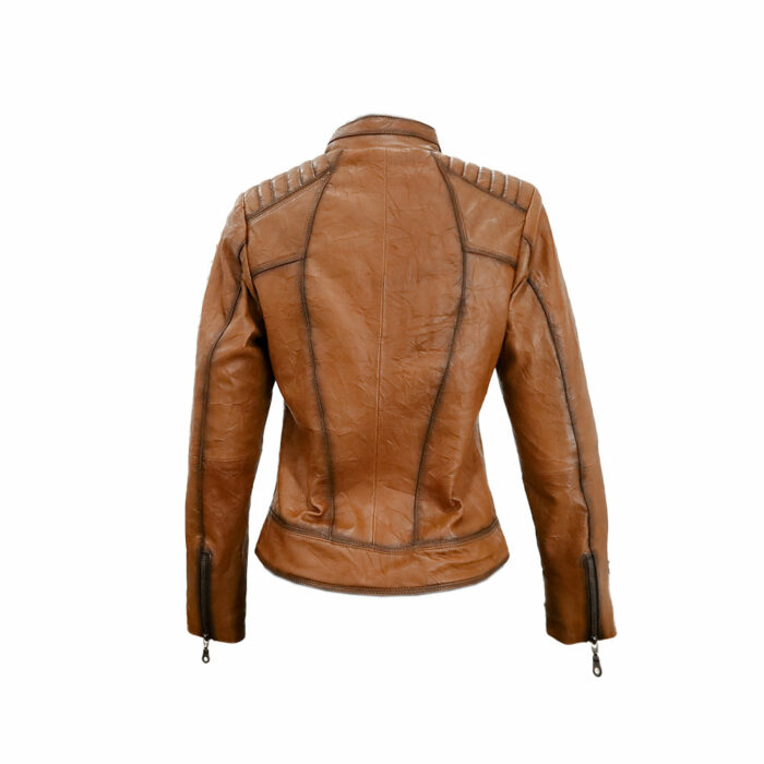 9001220-4.jpg Chamarra Mujer Premium En Piel Autentica Mabo Belia Corrugado - Imagen 3