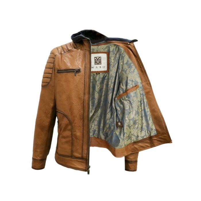9001234-5.jpg Chamarra Hombre Premium En Piel Autentica Mabo Asim Corrugado - Imagen 2