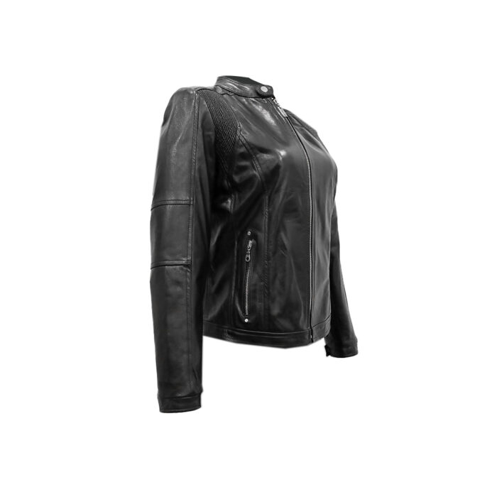 Chamarra Mujer Premium En Piel Autentica Mabo Dany Satinado - Imagen 5