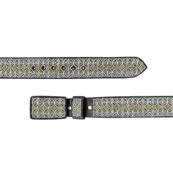 Cinturon Hombre En Hilo De Plata Mabo Mil Aros Doble Color 2" - Imagen 3