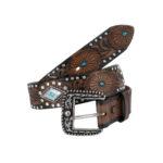 Cinturon Mujer En Piel Autentica Mabo Western Cruz Hebilla Mod129691