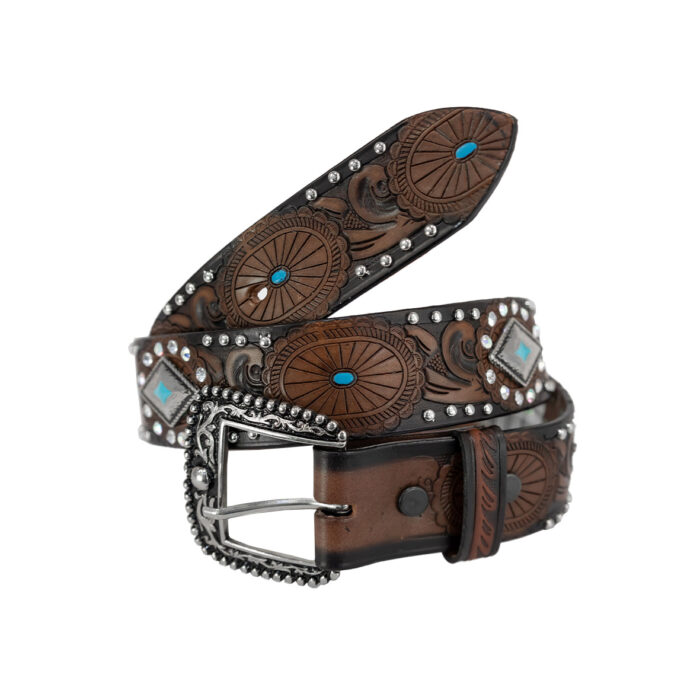 Cinturon Mujer En Piel Autentica Mabo Western Cruz Hebilla Mod129691 - Imagen 5