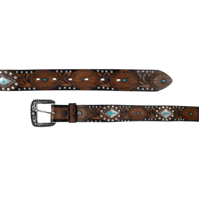 Cinturon Mujer En Piel Autentica Mabo Western Cruz Hebilla Mod129691 - Imagen 3