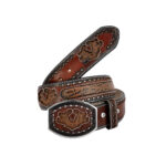 Cinturon Hombre En Piel Autentica Mabo Western Mask Aplic Cincelado Mod129176