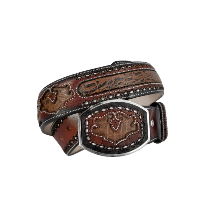 9002163-4.jpg Cinturon Hombre En Piel Autentica Mabo Western Mask Aplic Cincelado Mod129176 - Imagen 4