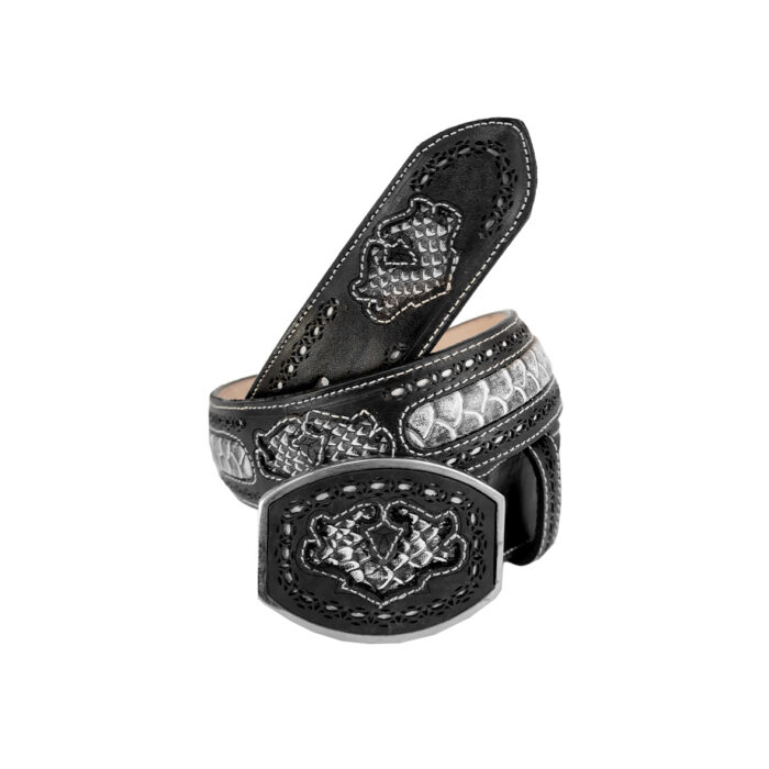 Cinturon Hombre En Piel Autentica Mabo Western Mask Grabado - Imagen 1