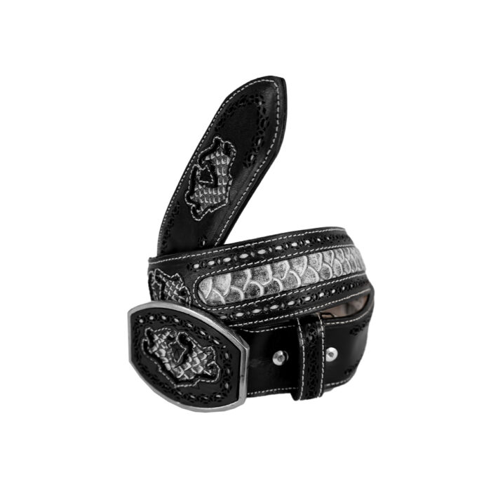 Cinturon Hombre En Piel Autentica Mabo Western Mask Grabado - Imagen 4