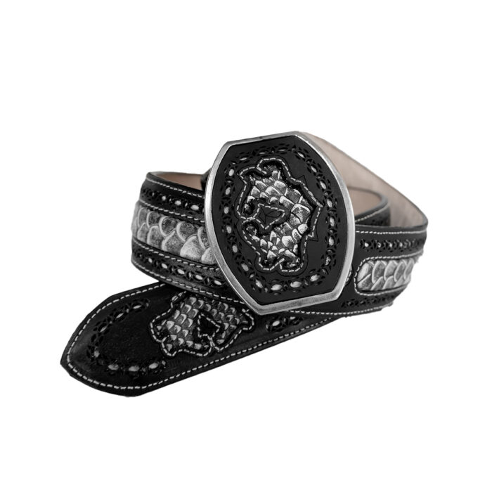 Cinturon Hombre En Piel Autentica Mabo Western Mask Grabado - Imagen 5