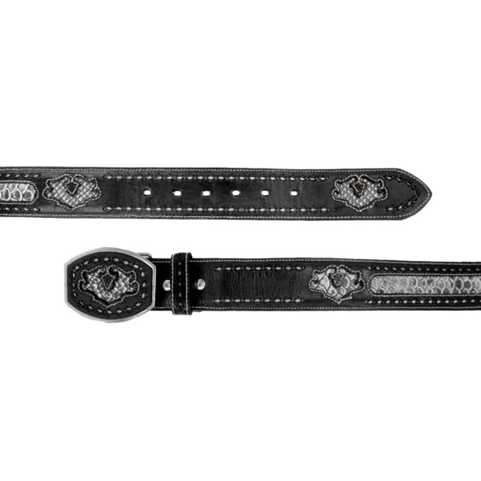 Cinturon Hombre En Piel Autentica Mabo Western Mask Grabado - Imagen 3