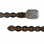 Cinturon Mujer En Piel Autentica Mabo Cincelado Ochos Piedra - Imagen 3