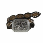 Cinturon Mujer En Piel Autentica Mabo Cincelado Ochos Piedra