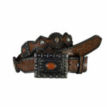 Cinturon Mujer Western En Piel Autentica Concho Pineda