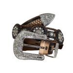 Cinturon Mujer En Piel Autentica Mabo Concho Flor Hebilla