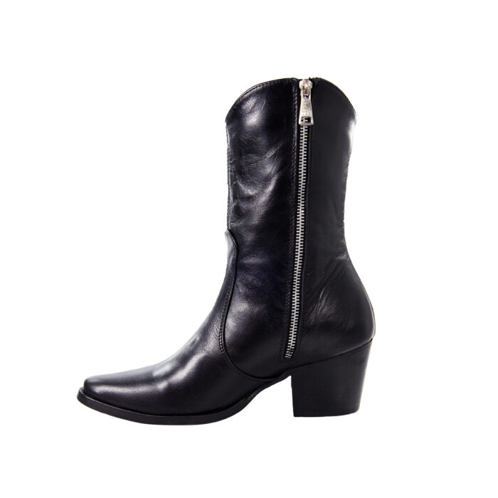90024581.jpg Botas Mujer Vaqueras En Piel Autentica Vk Cerato Negro Barba P0200 - Imagen 3