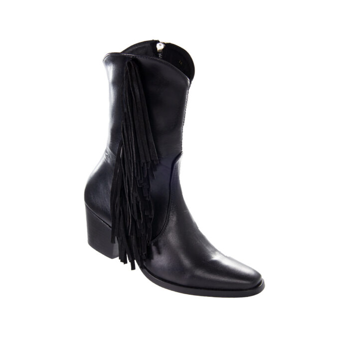 90024583.jpg Botas Mujer Vaqueras En Piel Autentica Vk Cerato Negro Barba P0200 - Imagen 2