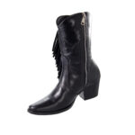 Botas Mujer Vaqueras En Piel Autentica Vk Cerato Negro Barba P0200 - Imagen 4