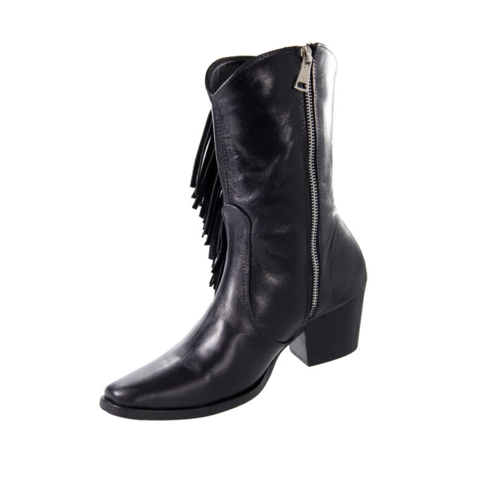 90024584.jpg Botas Mujer Vaqueras En Piel Autentica Vk Cerato Negro Barba P0200 - Imagen 4