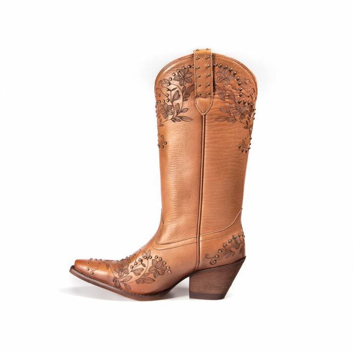 Botines Mujer Vaqueras En Piel Autentica Lyard Dalila Puma Peanut - Imagen 3