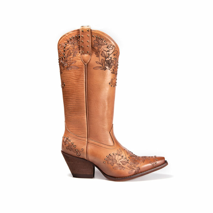 Botines Mujer Vaqueras En Piel Autentica Lyard Dalila Puma Peanut - Imagen 1