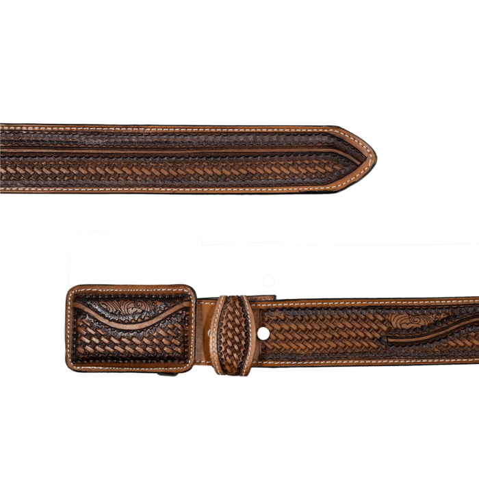 Cinturon Mujer En Piel Autentica Western Cincelado Onda Mod12142 - Imagen 2