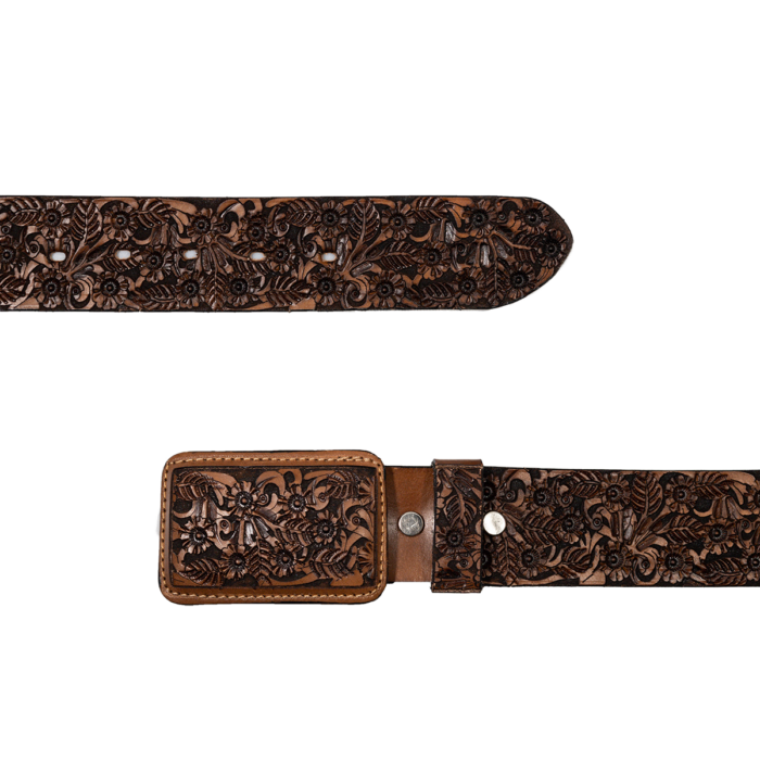 9002819-2.png Cinturon Mujer En Piel Autentica Western Cincelado Florecita Mod129299 - Imagen 3